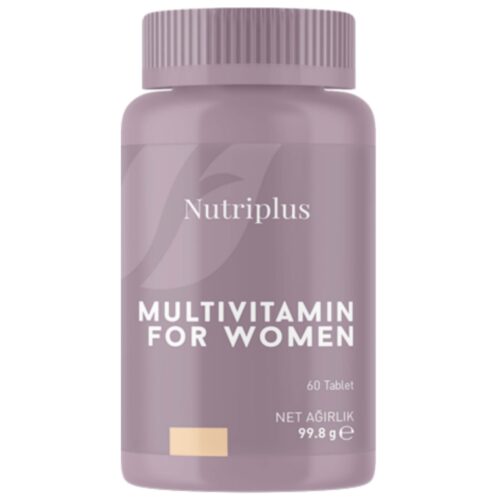 Održite odličnu kondiciju i zavidan nivo energije iz multivitaminske tablete za žene sa čak 25 vitamina i minerala. Nutriplus multivitamini i minerali u formuli dijetetskog suplementa posebno formulisanog za žene,sa vitaminima,mineralima i bioaktivnim jedinjenjima. 25 vitamina i minerala prva su pomoć za borbu sa stresom. Podržavaju zdravlje kostiju,jačaju kosu,kožu i nokte. Preveniraju nastanak anemije. 1 tableta sadrži: Vitamine:  A,B1,B2,B3,B5,B6,B7,B9,B12,C,D,E i K. Minerale:  kalijum,kalcijum,hlor,magnezium,cink,gvožđe,mangan,bakar,hrom,molibden,selen i ekstrakt nevena. Upotreba: Preporučuje se da odrasli konzumiraju 2 tablete dnevno. Pogodno za starije od 18 godina. Preporučene doze se ne smeju prekoračiti. Poseban oprez pri uzimanju savetuje se trudnicama,dojiljama i pacijentima koji uzimaju lekove.