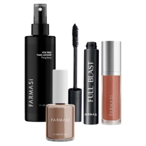 Set sadrži: VFX PRO Time, Locker,sprej za fiksiranje šminke,125ml. Ultimate Shine Gloss,sjaj za usne,nijansa 05, lithium Quartz,8ml. Iconic,lak za nokte,nijansa 09,Frosty,11ml. Full Blast,maskara,10ml.